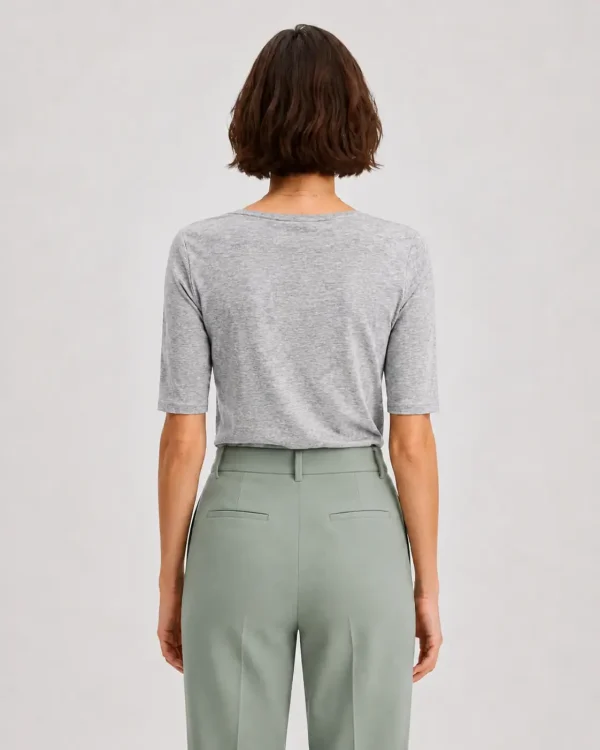 Slim Stretch Scoop Top heather gray (3)